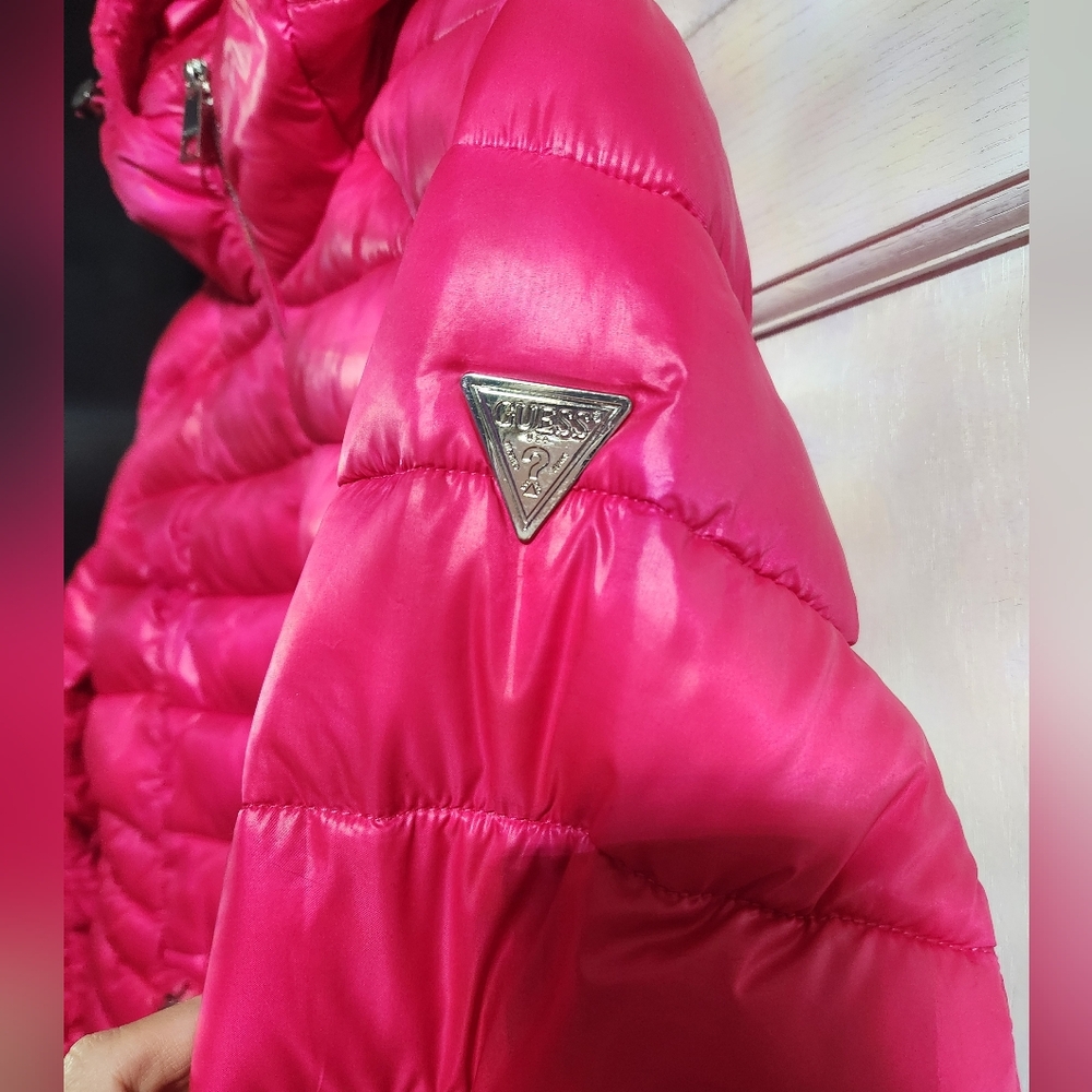 Guess Pink Puffer Womens Jacket Coat Size XL - Picture 7 of 7